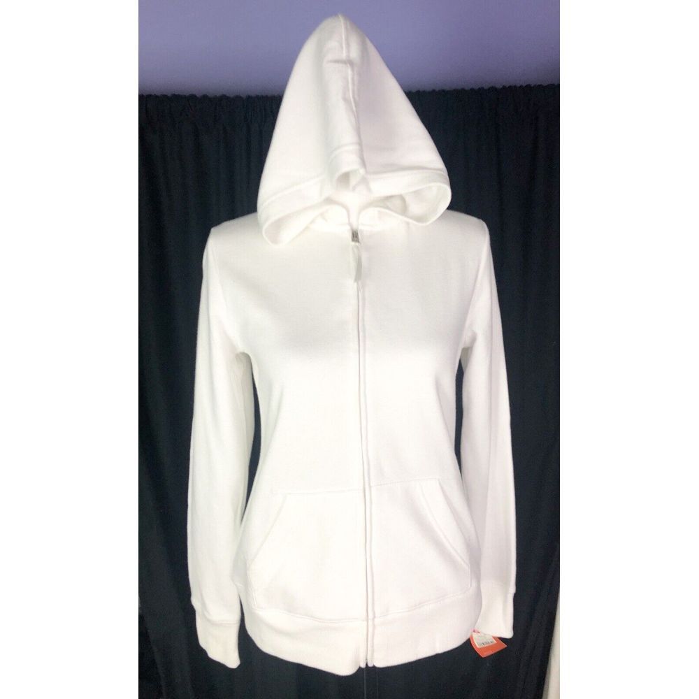 GILLIGAN & O'MALLEY White Zip-Front Hoodie‎ "BRIDE" Long Sleeve Sweatshirt XS/TP